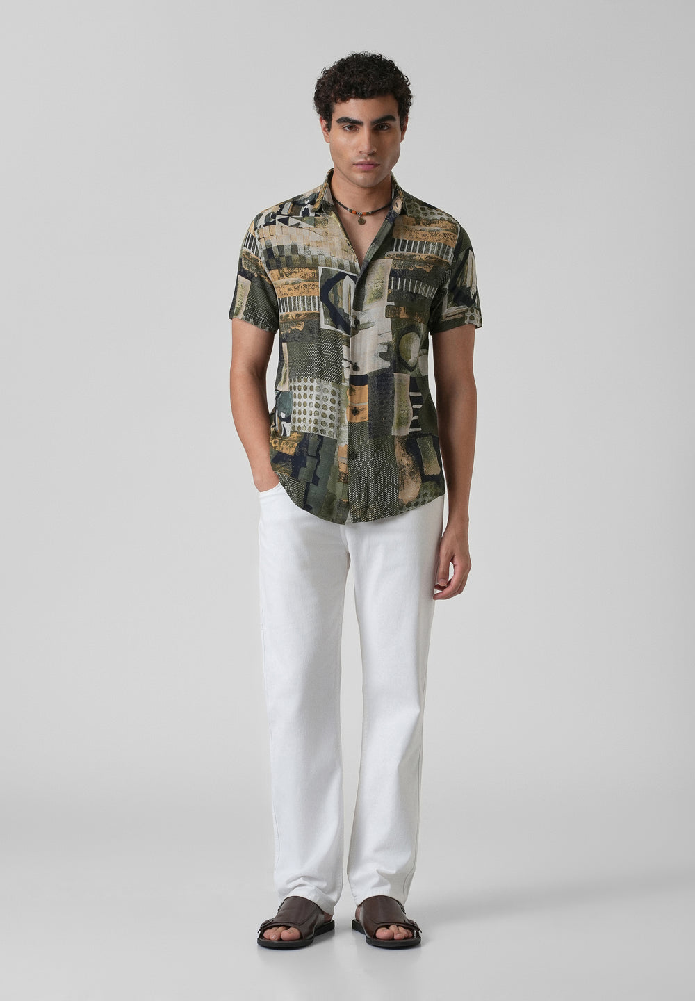 Lattice Green Feather shirt