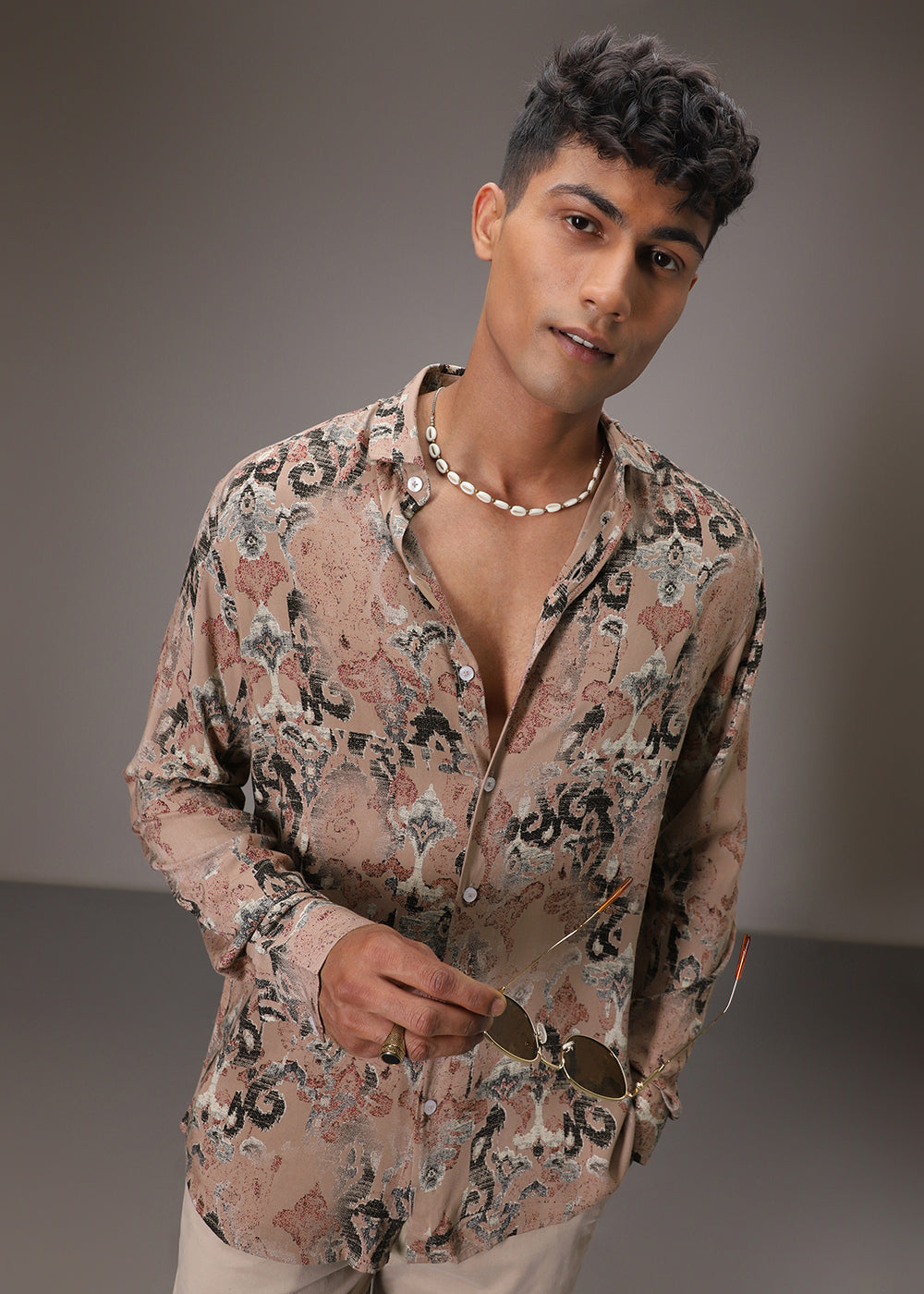 Lattice Tan Feather Shirt