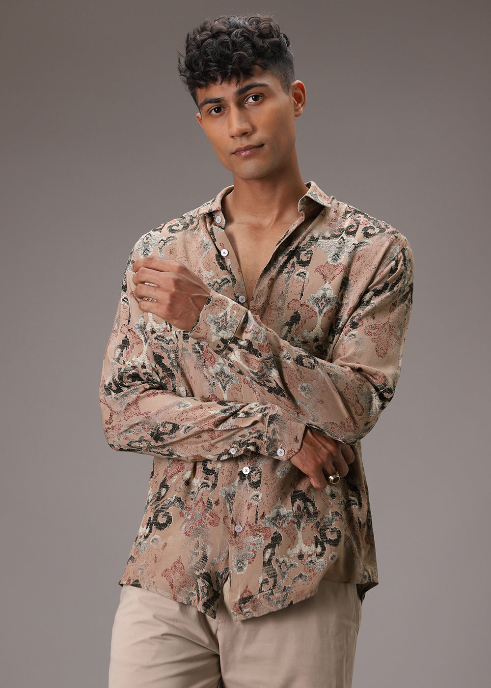 Lattice Tan Feather Shirt