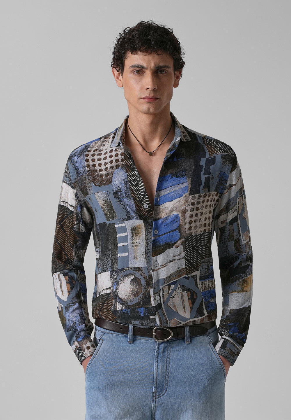 Lattice Azure Feather shirt