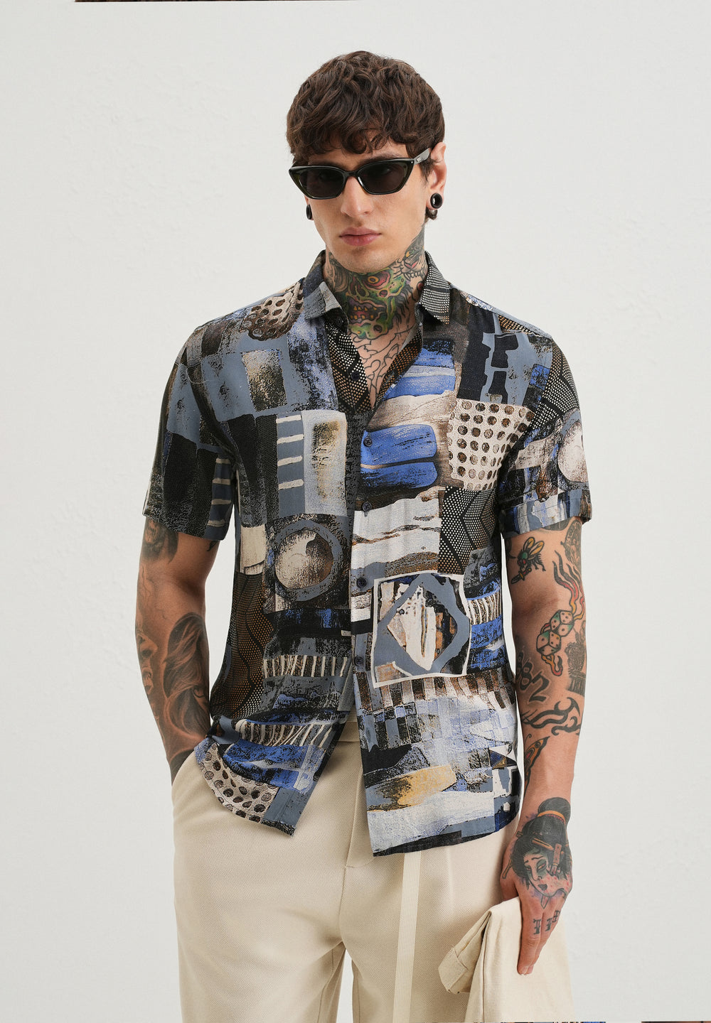 Lattice Blue Feather shirt