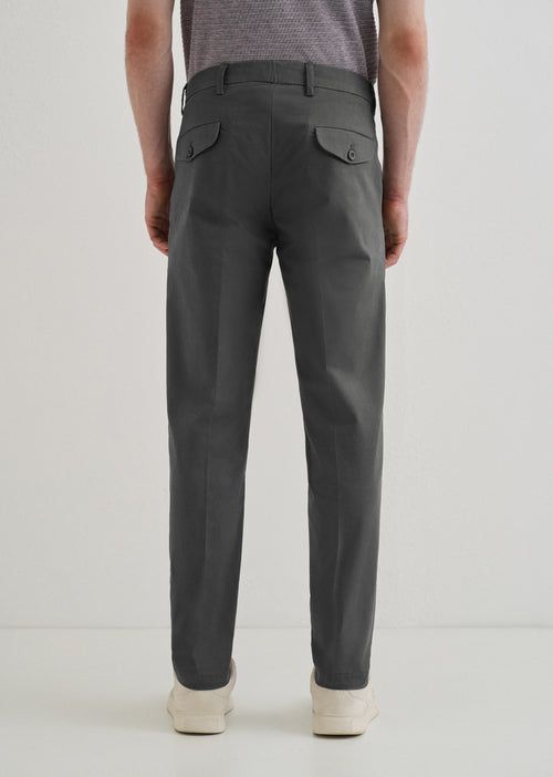 Lava Gray Plain Pleated Chinos