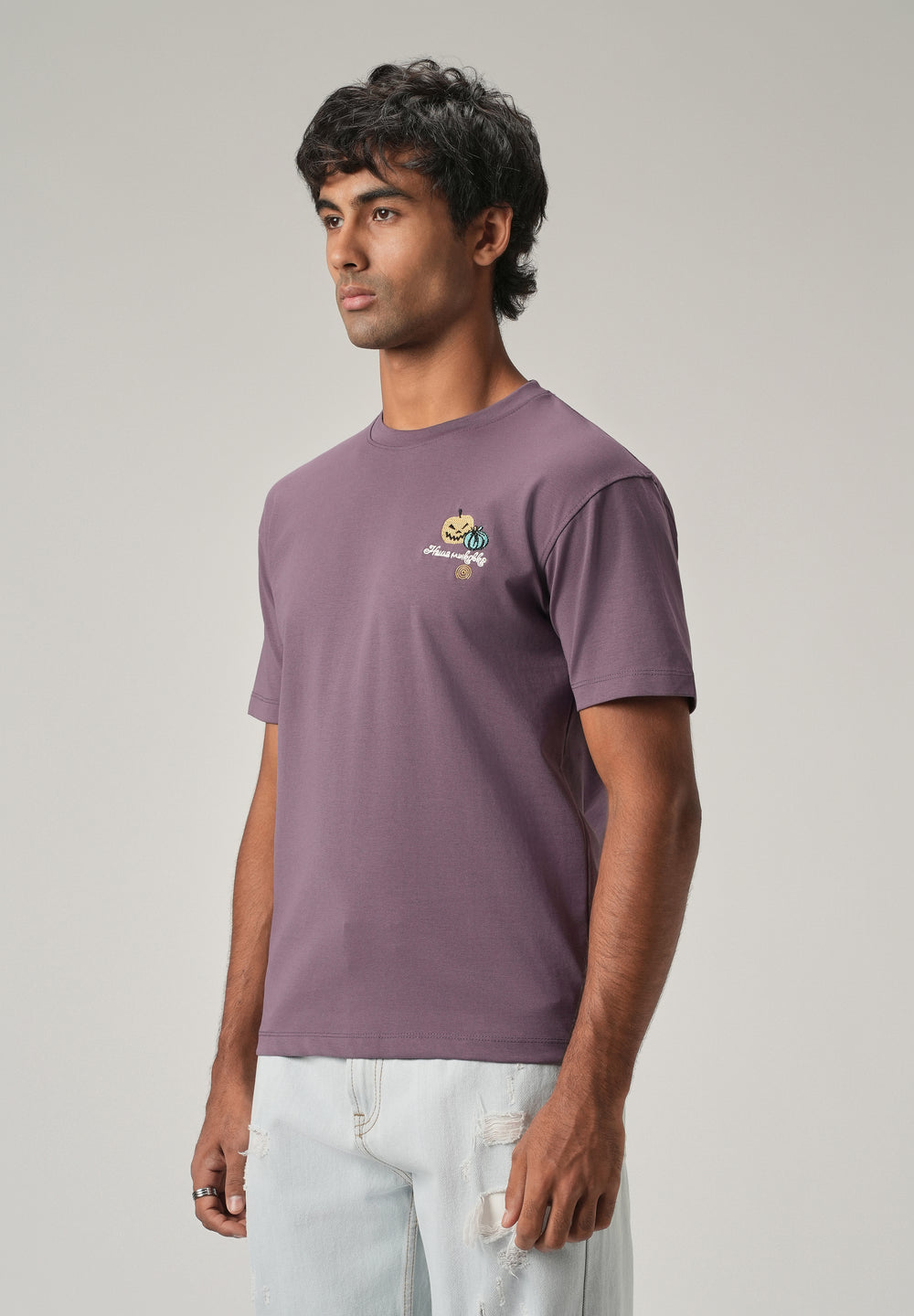 Lavender Back Print Slim Fit T-Shirt