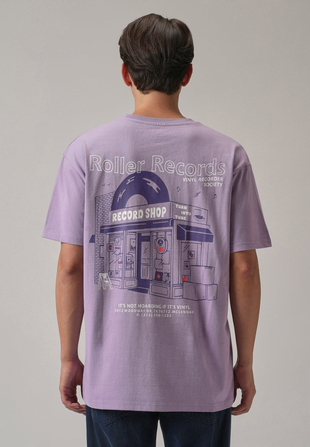 Lavender Back Printed Oversized T-Shirt