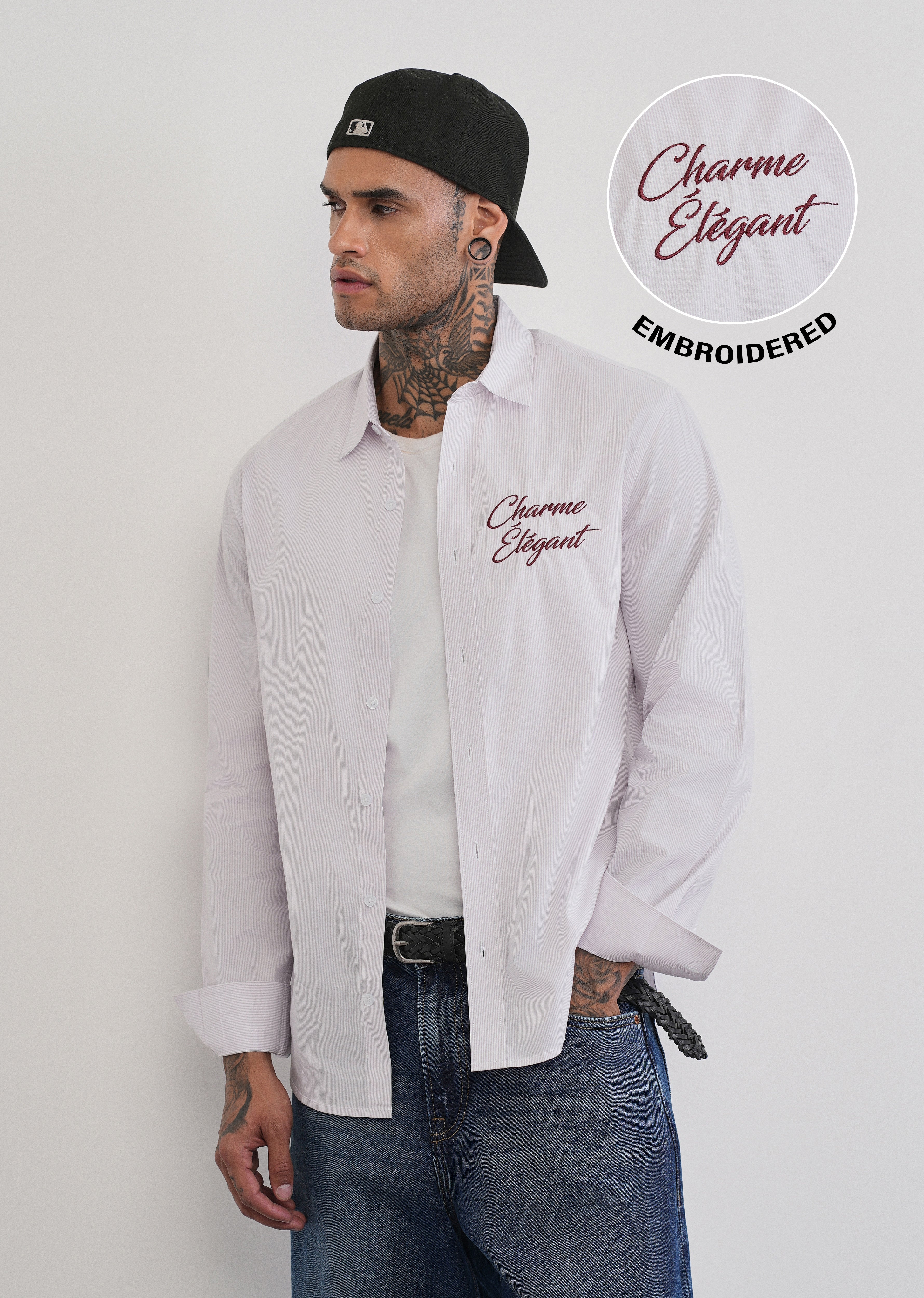 Lavender Back Printed Stripe Shirt