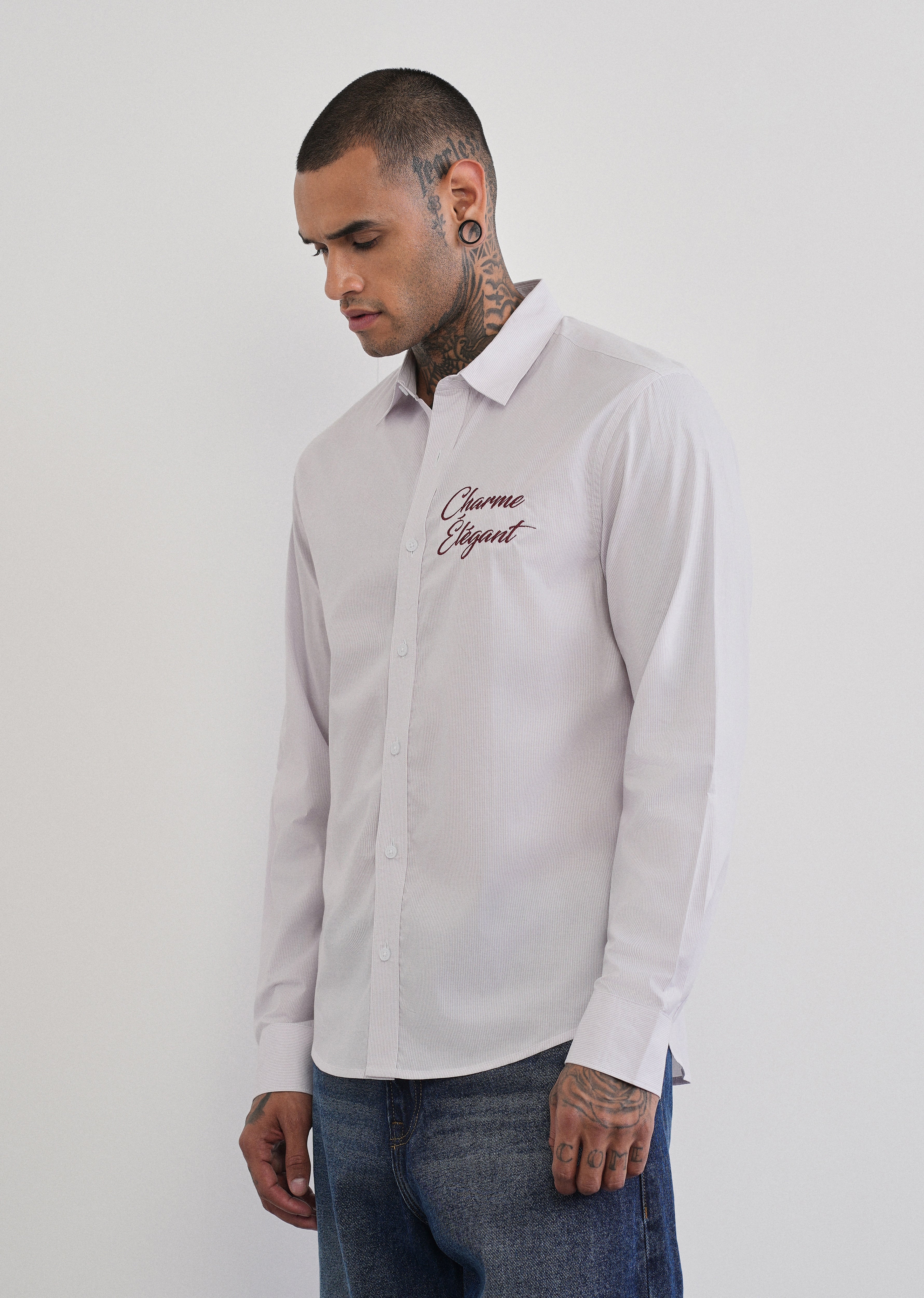 Lavender Back Printed Stripe Shirt