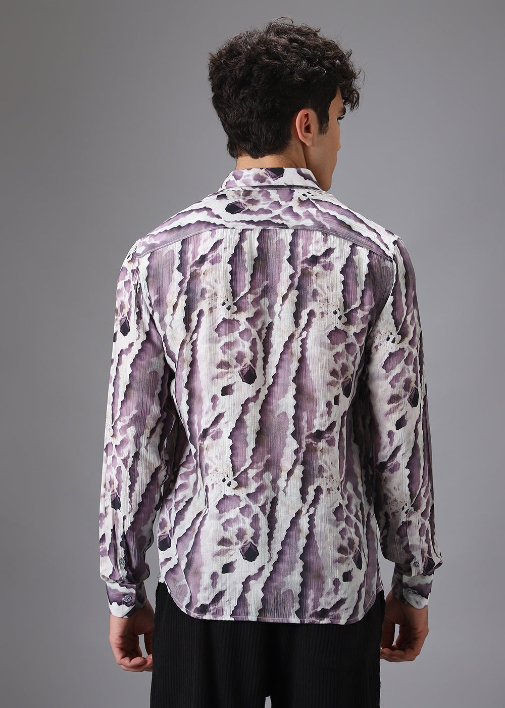 Lavender Beige Crushed Printed Shirt