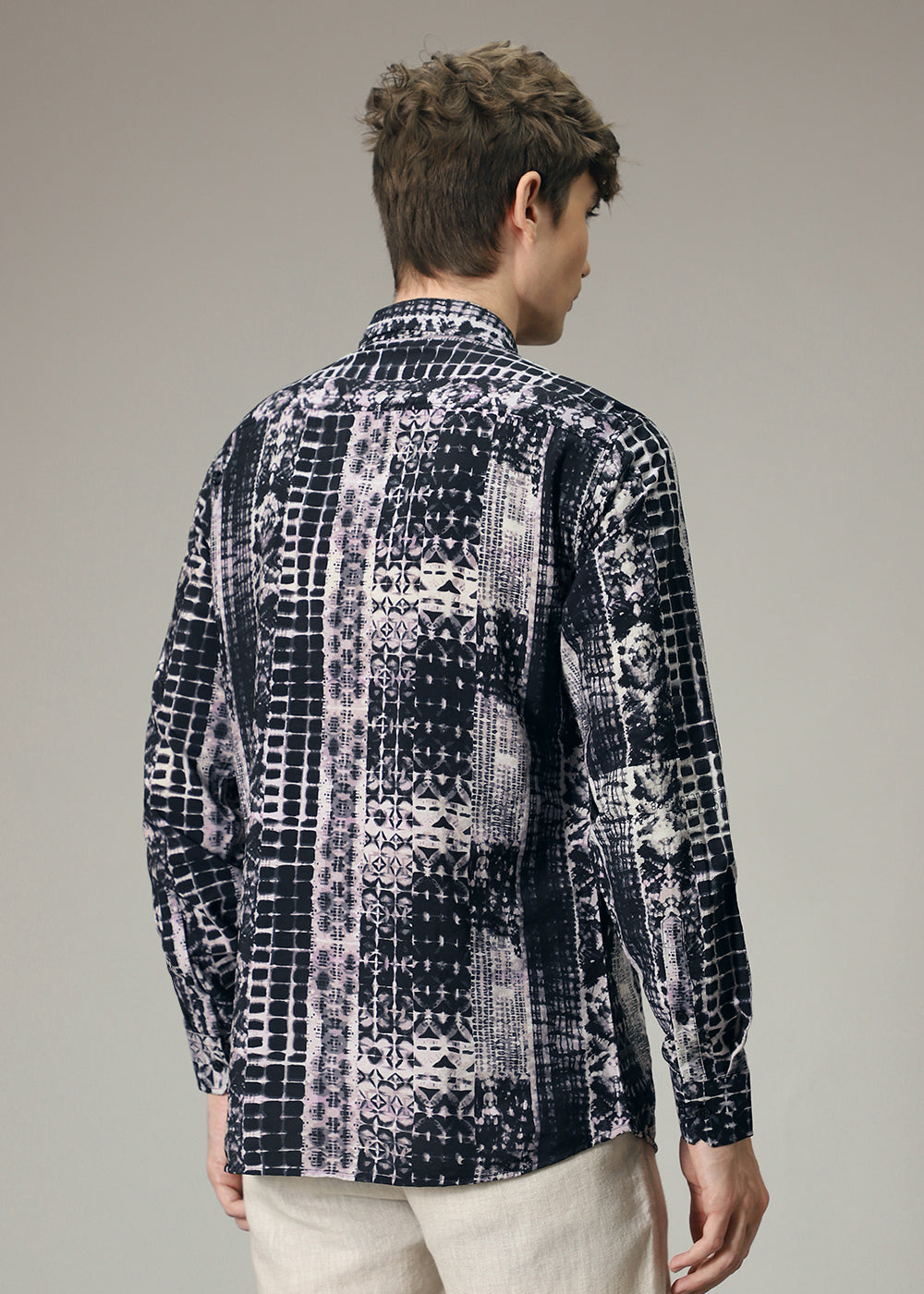 Lavender Black Abstract Print Shirt