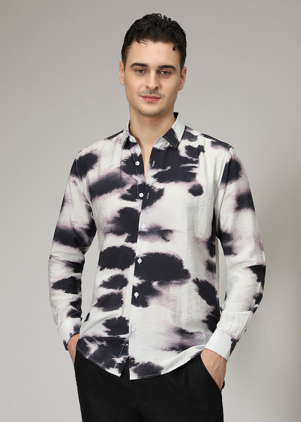 Lavender Black Wash Print Shirt