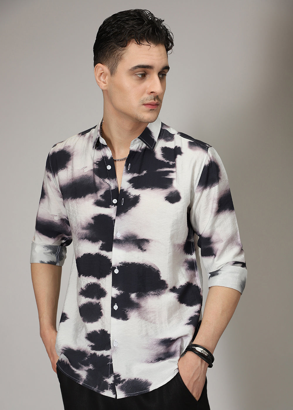 Lavender Black Wash Print Shirt