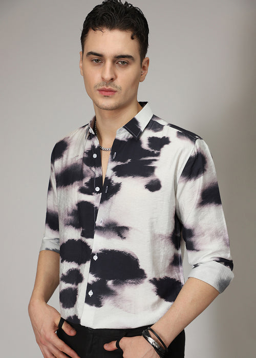 Lavender Black Wash Print Shirt