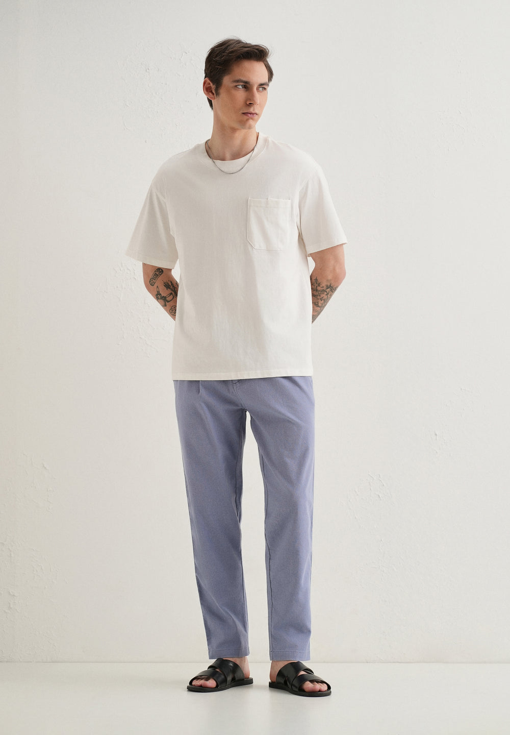 Lavender Comfort Fit Linen Pant
