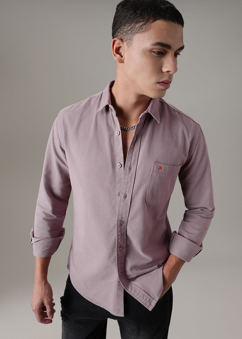 Lavender Cotton Single Pocket Shirt