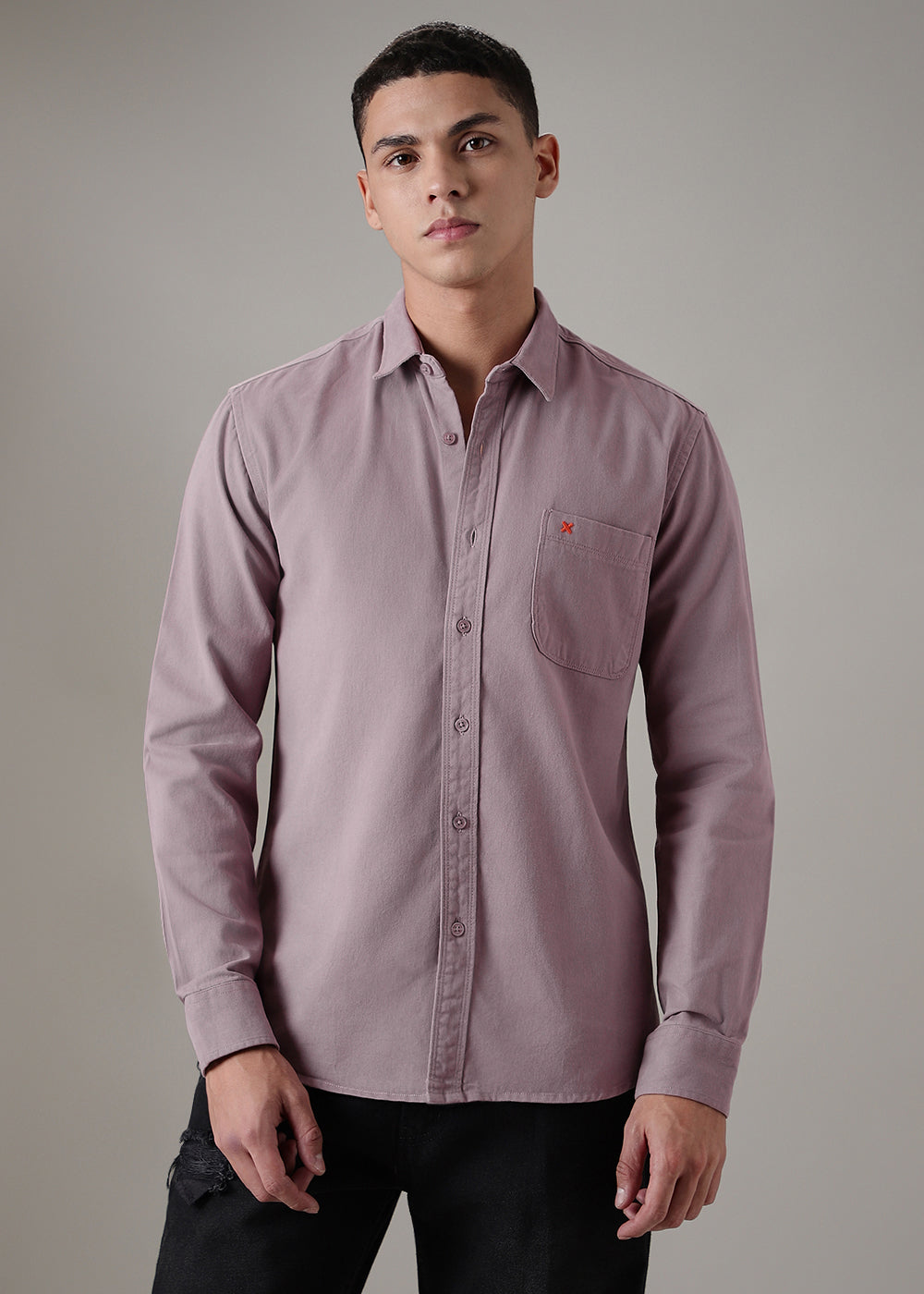 Lavender Cotton Single Pocket Shirt