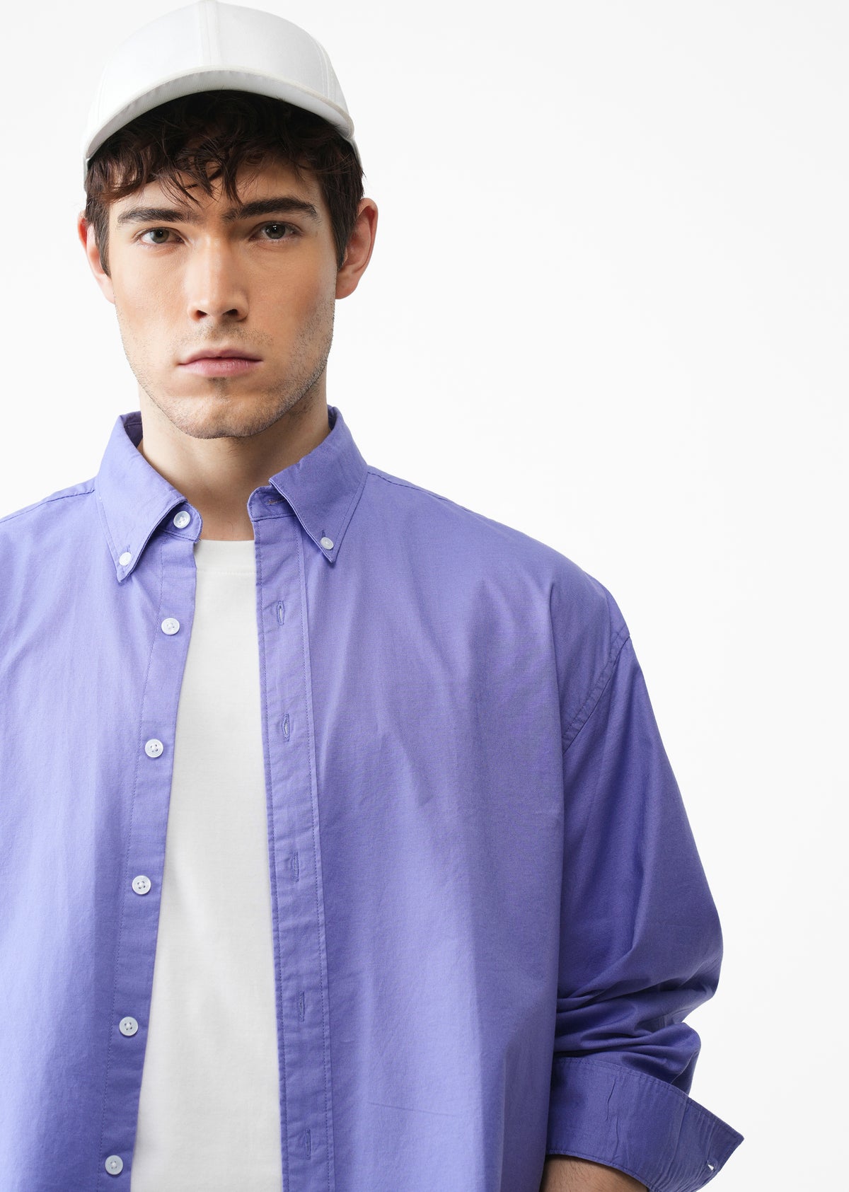 Lavender Cotton Stretch Oversized Shirt