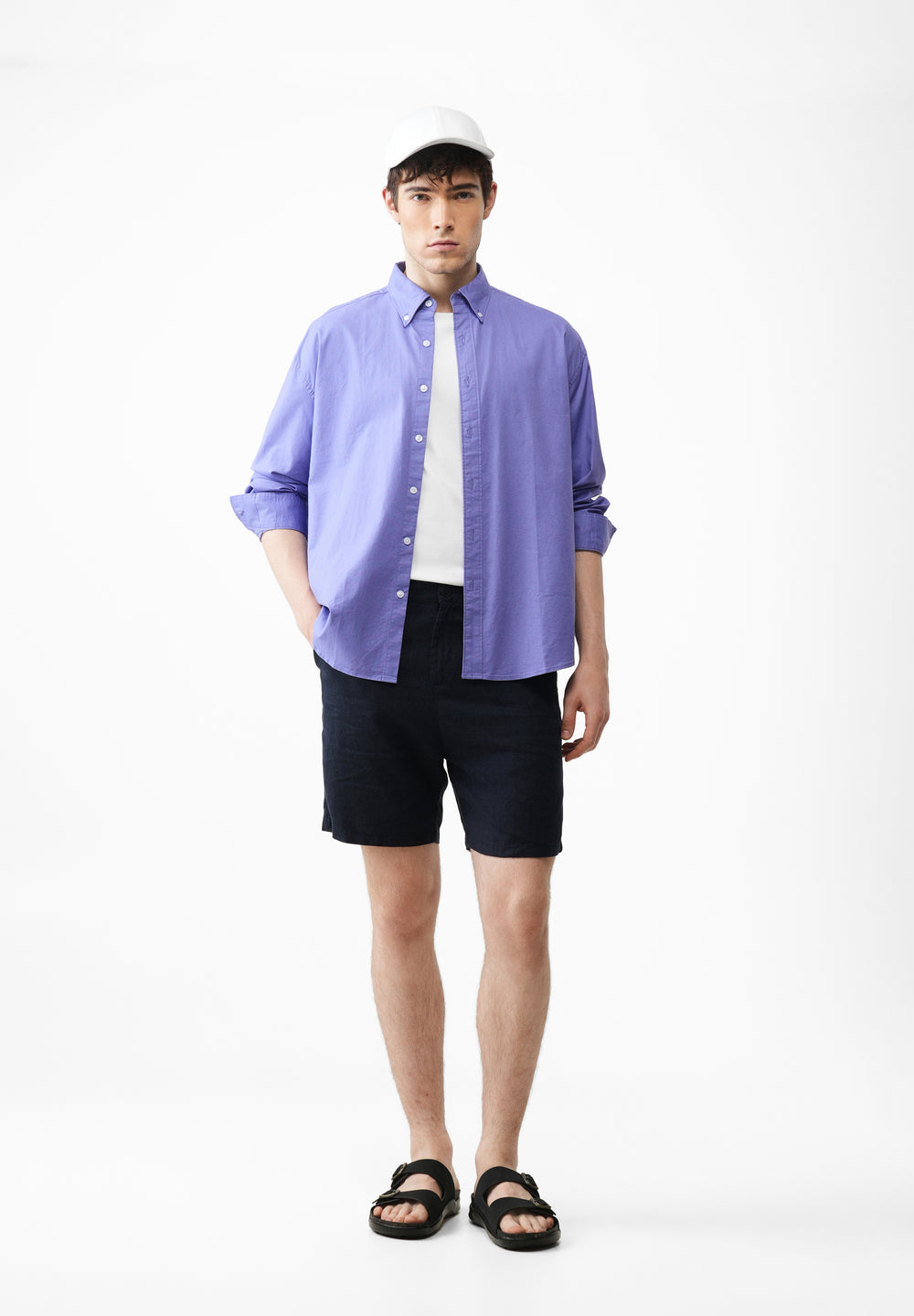 Lavender Cotton Stretch Oversized Shirt