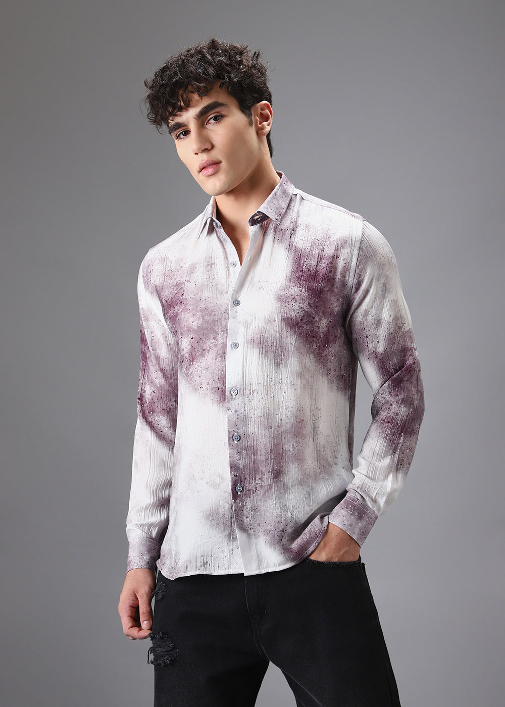 Lavender Crushed Printed Shirt