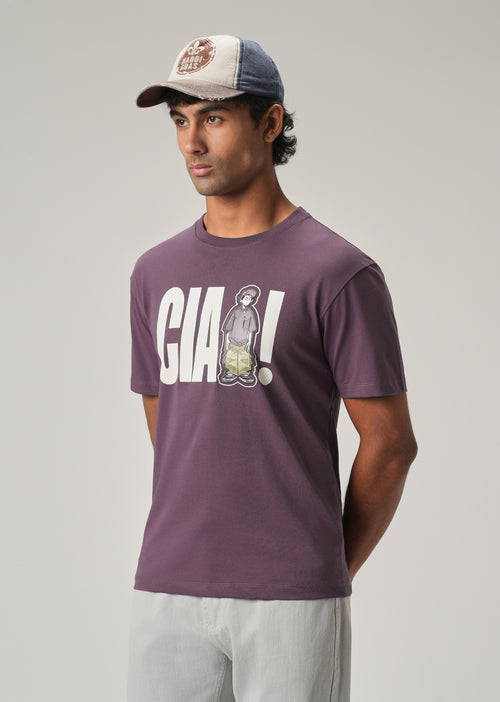Lavender Embossed Slim Fit T-Shirt