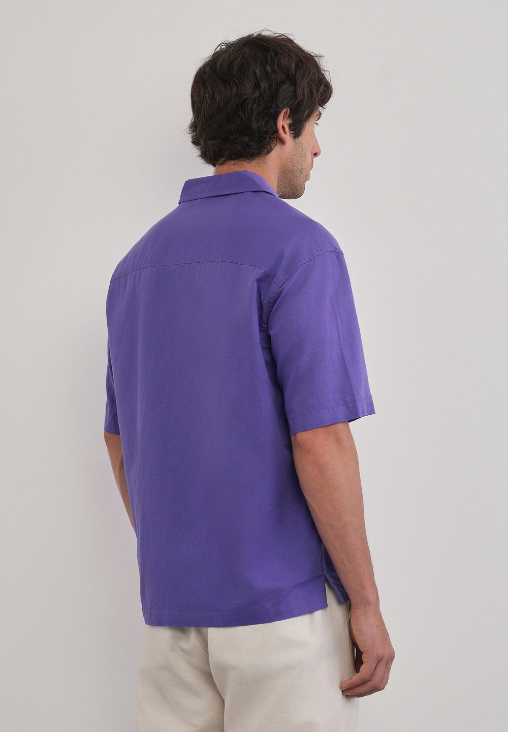 Lavender Floral Placement Embroidered Shirt