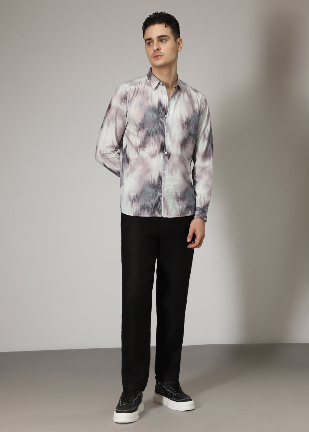 Lavender Line Brush Print Shirt