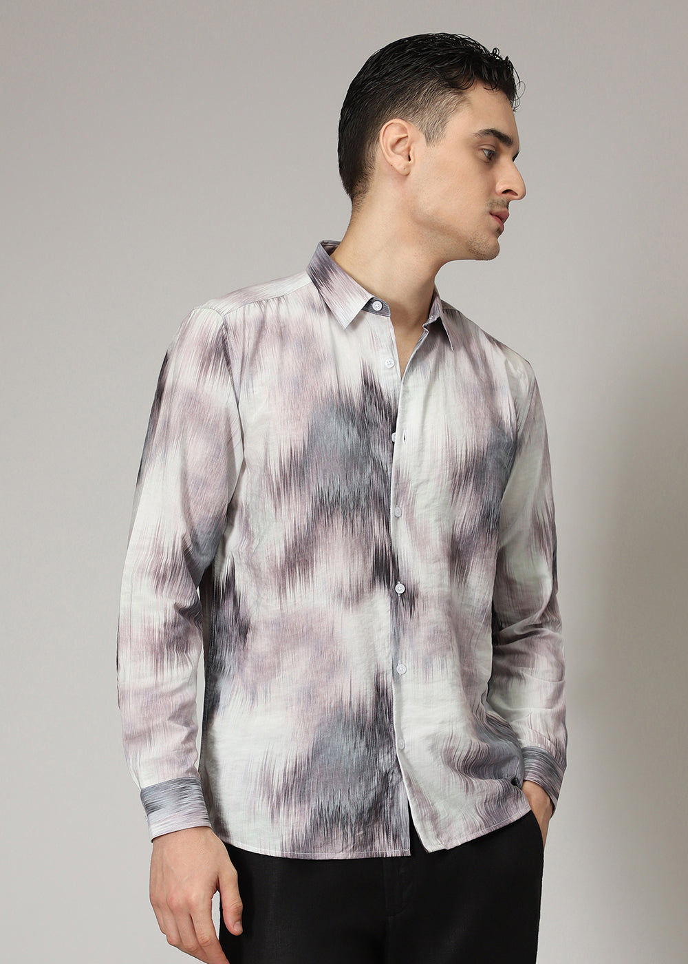 Lavender Line Brush Print Shirt