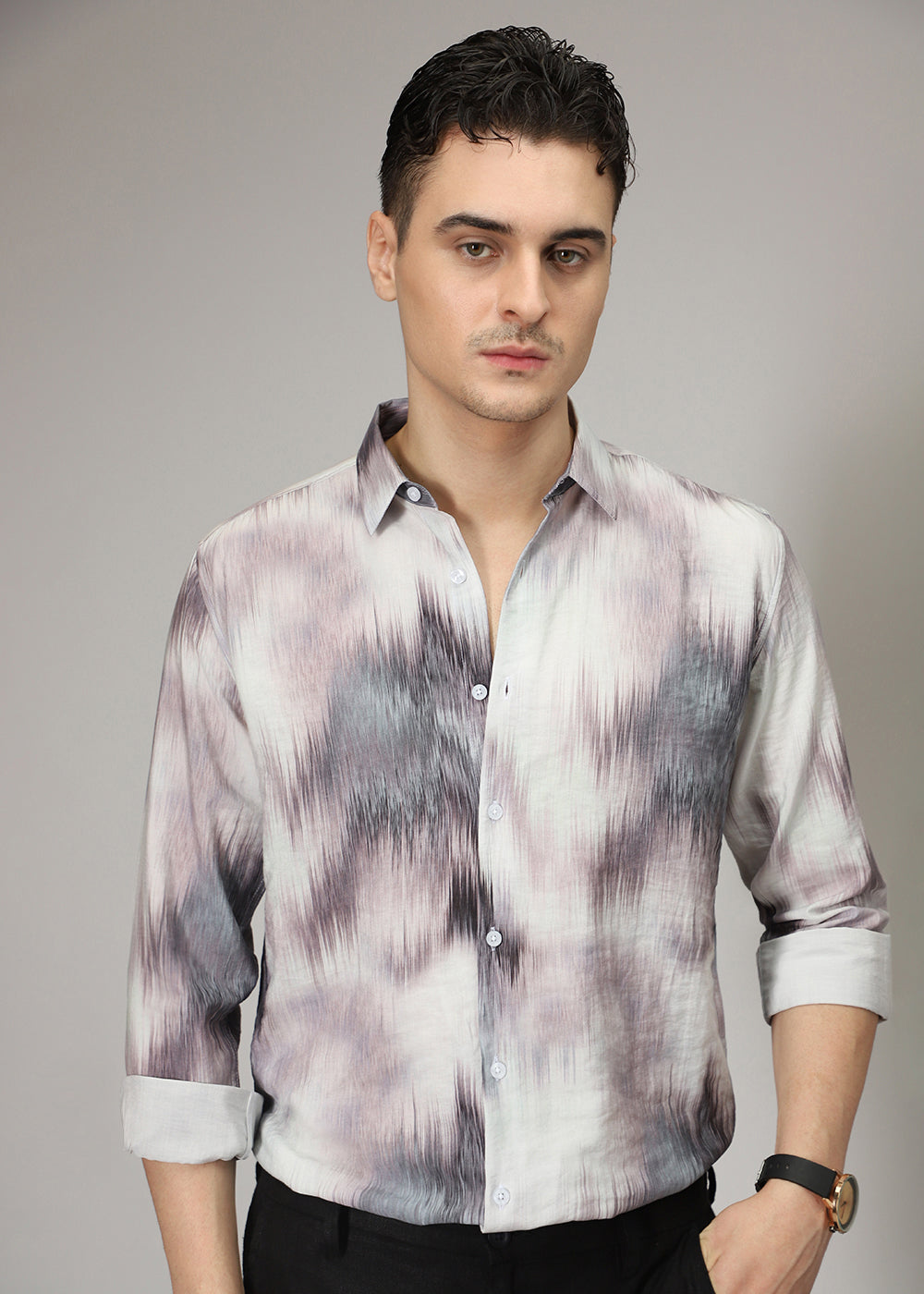 Lavender Line Brush Print Shirt