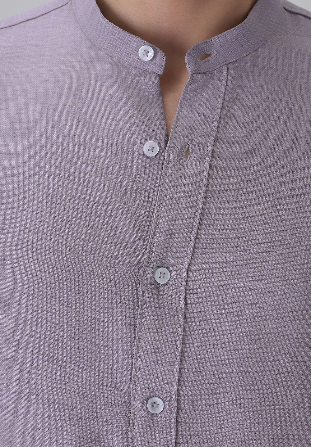 Lavender Plain Mandarin Collar Shirt