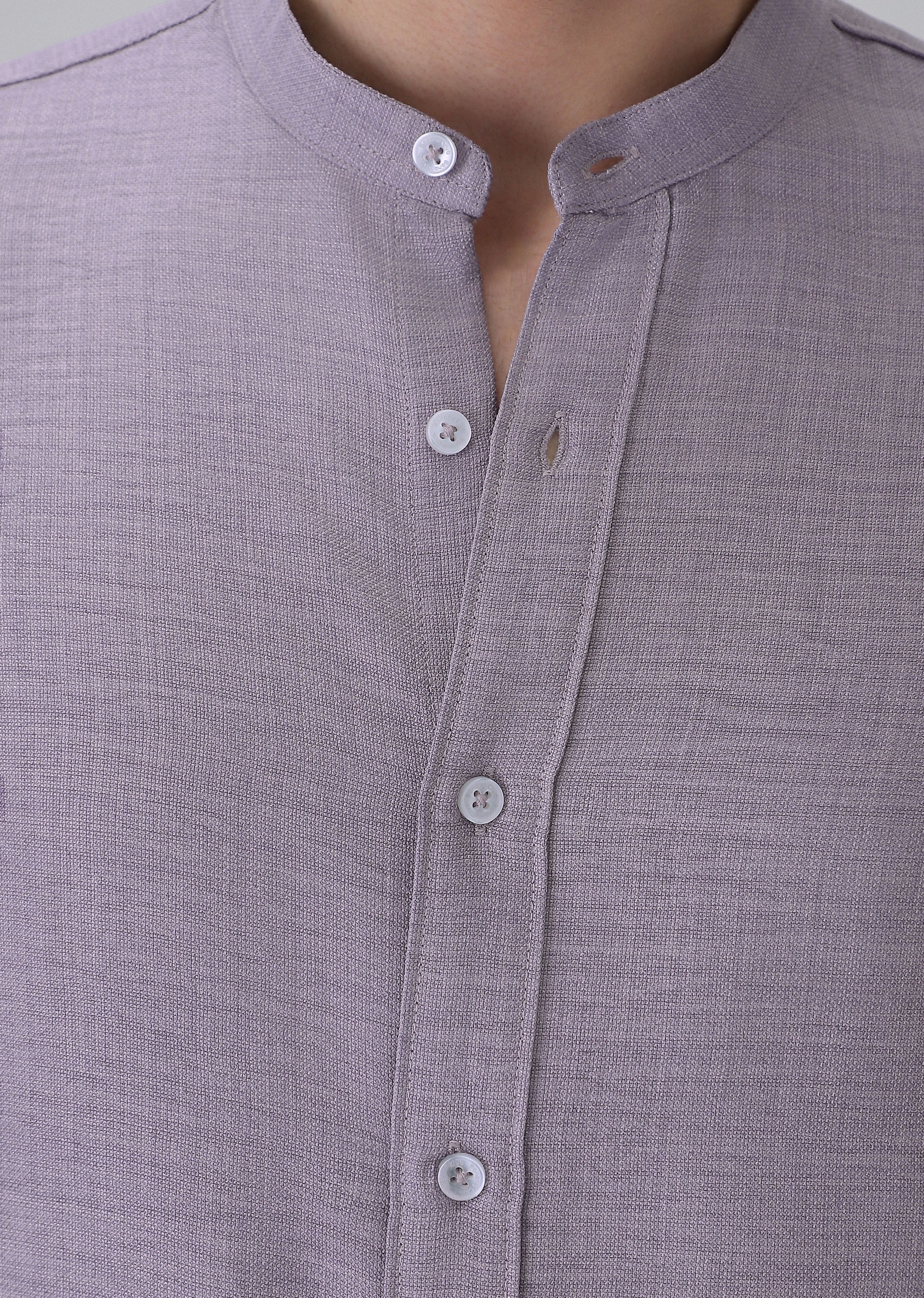 Lavender Plain Mandarin Collar Shirt