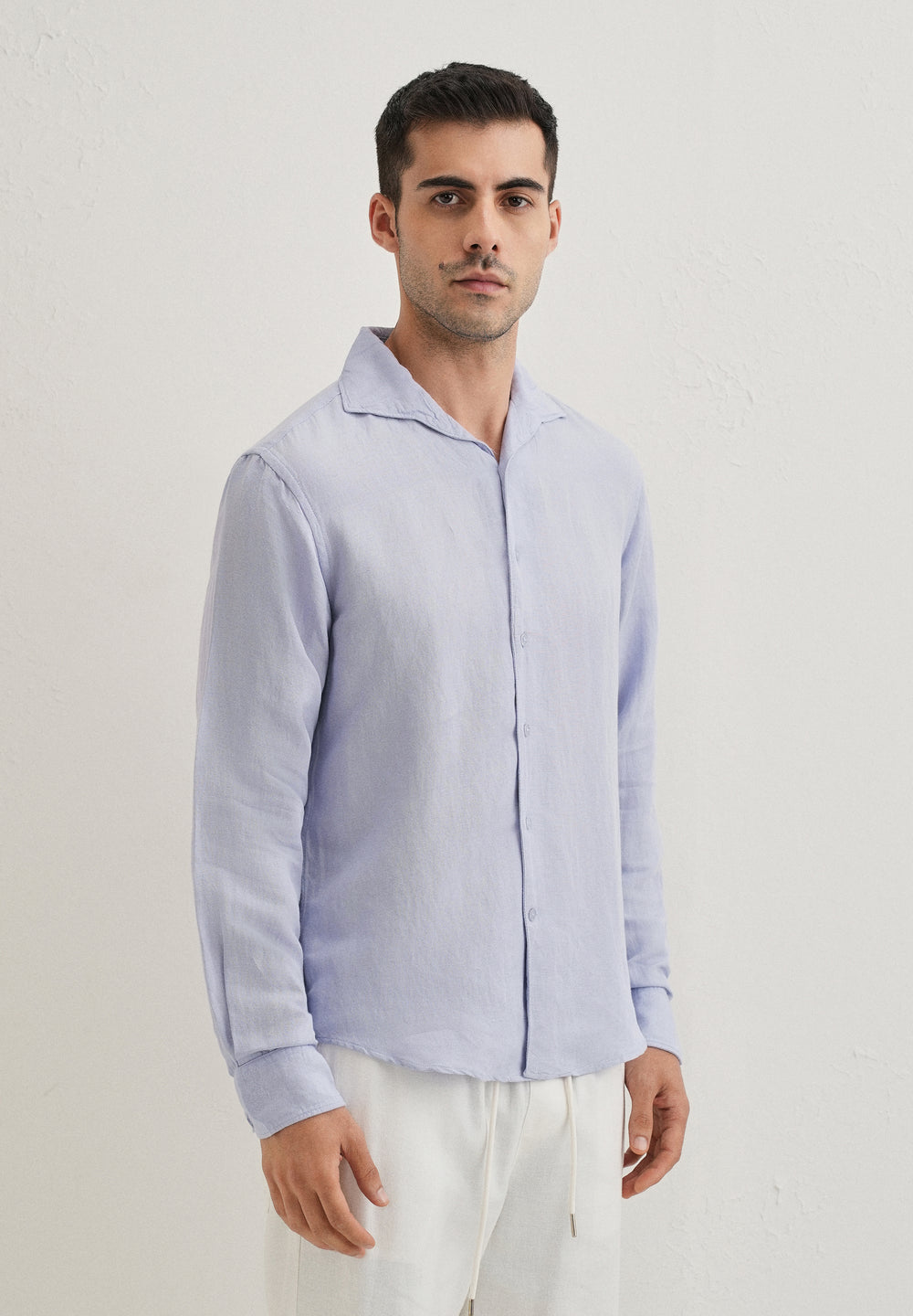 Lavender Plain Linen Viscose Shirt