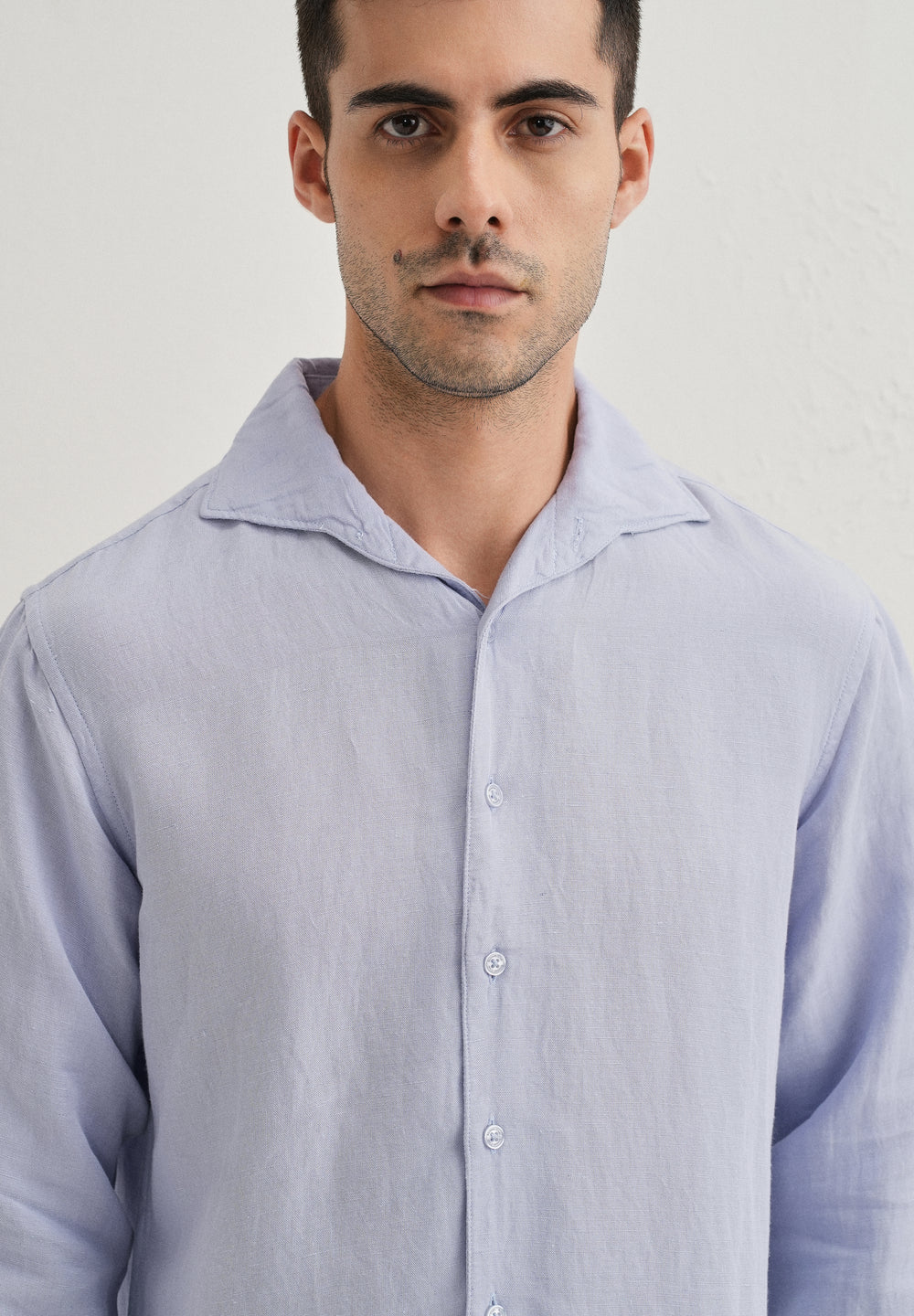 Lavender Plain Linen Viscose Shirt