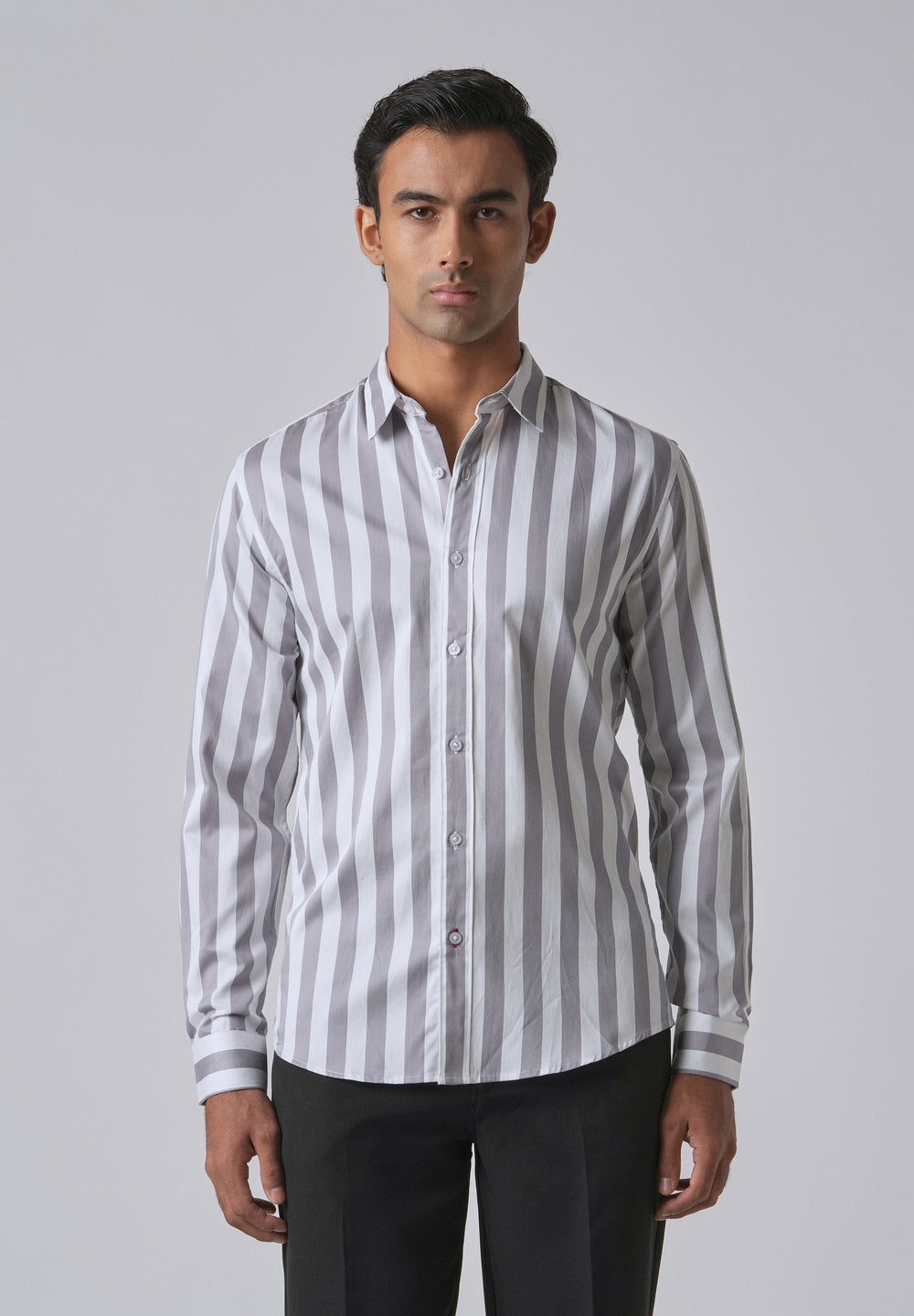 Lavender Satin Striped Shirt