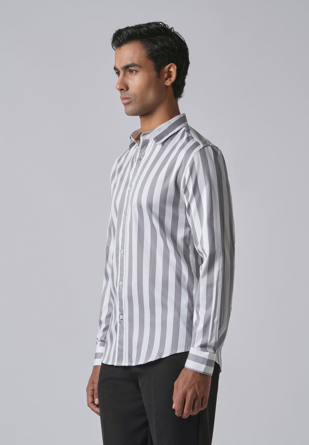 Lavender Satin Striped Shirt