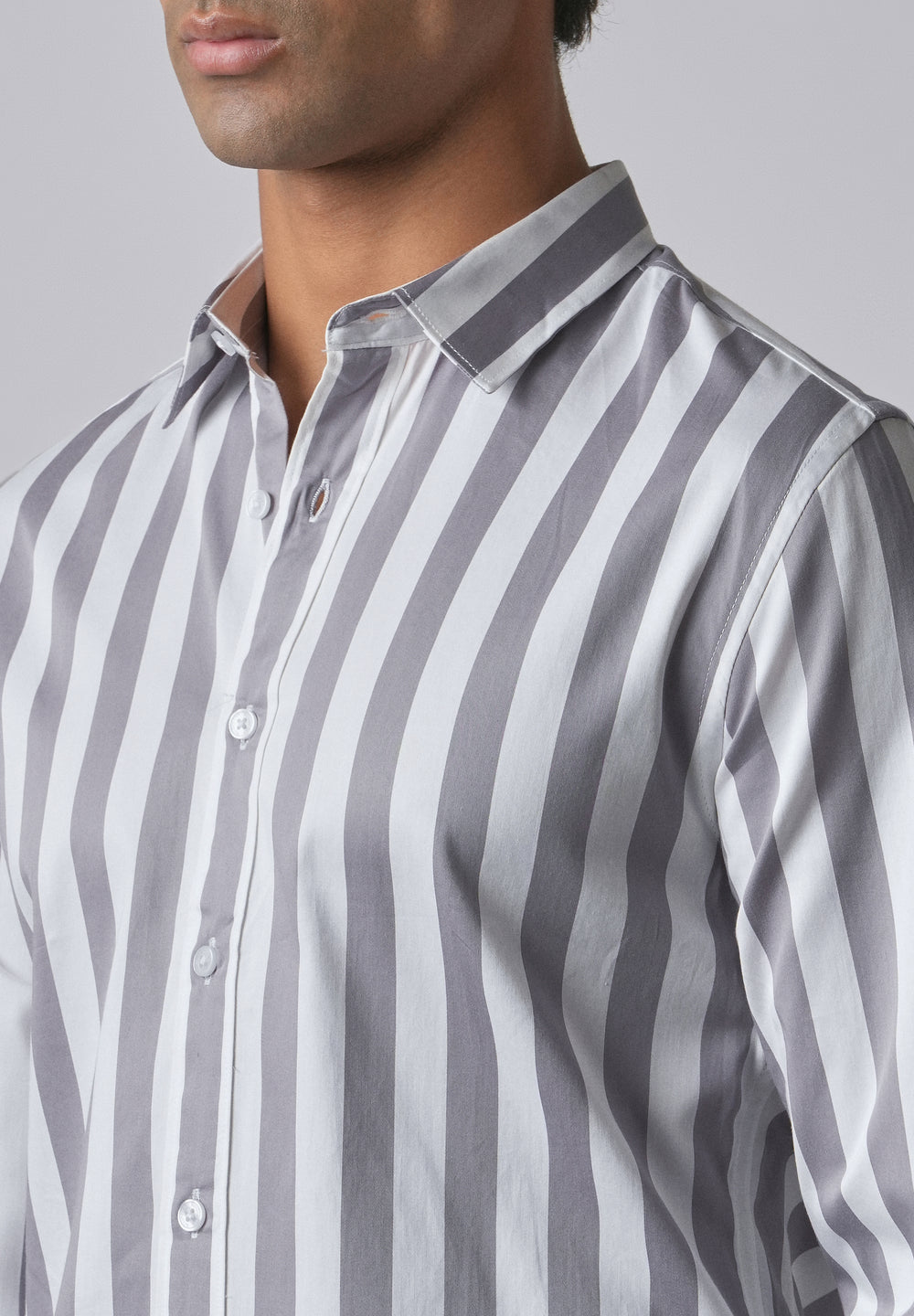 Lavender Satin Striped Shirt