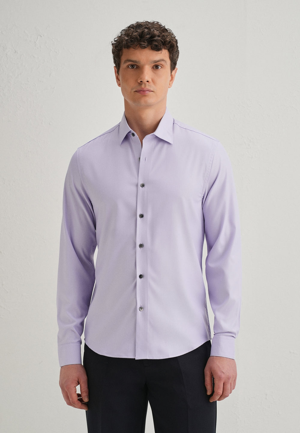Lavender Stitchless Placket Plain Shirt