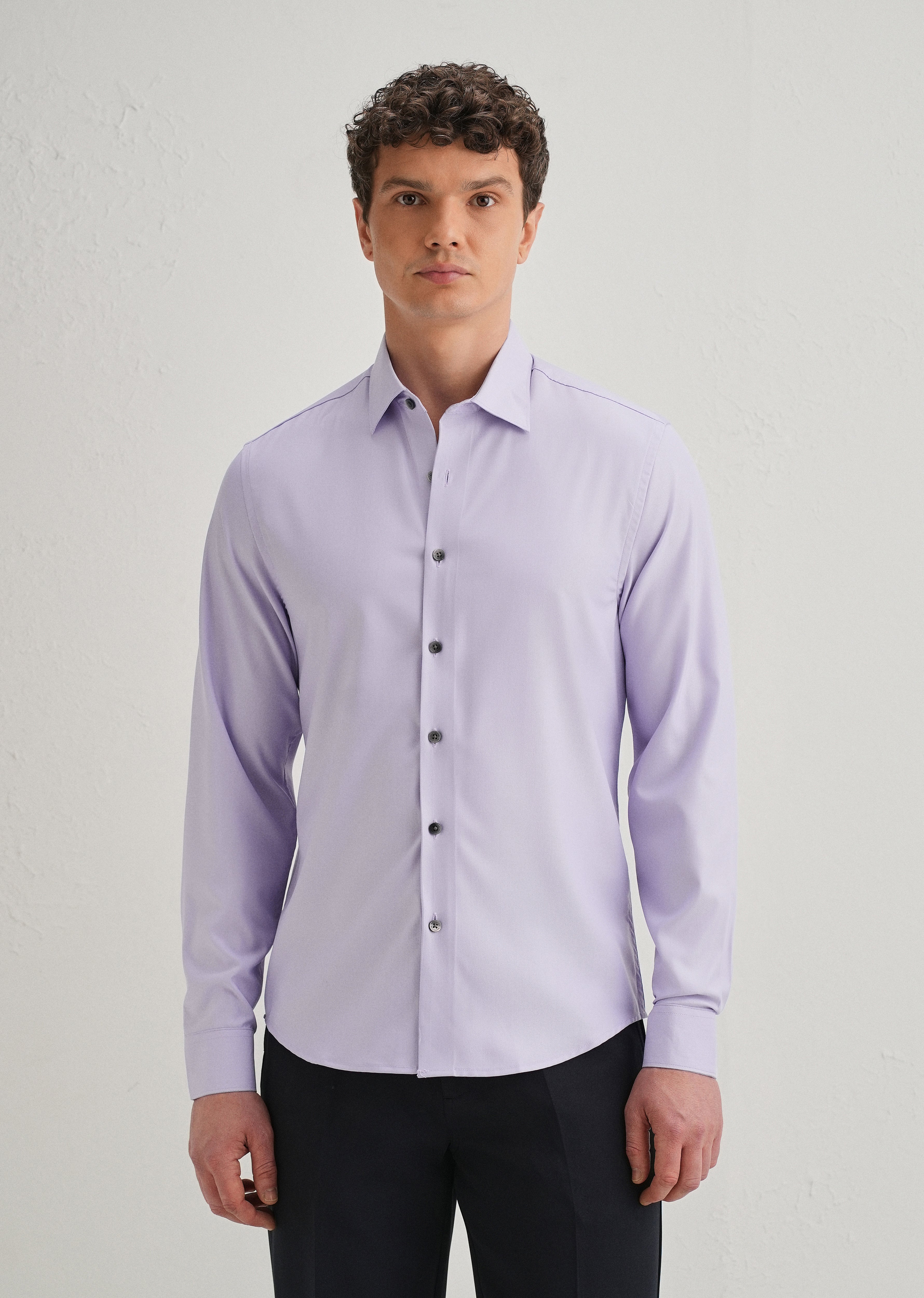 Lavender Stitchless Placket Plain Shirt
