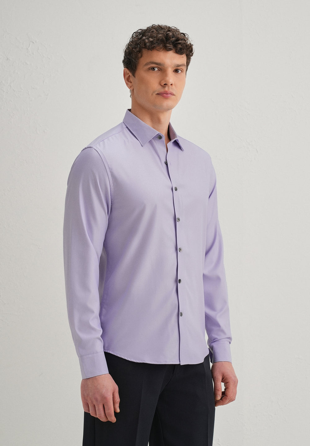Lavender Stitchless Placket Plain Shirt
