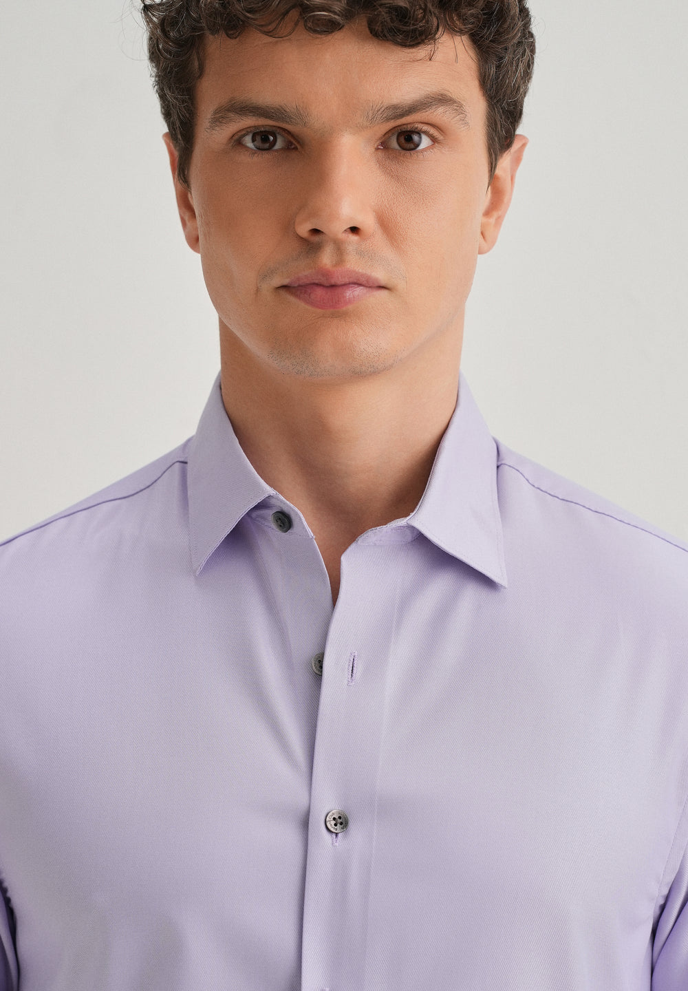 Lavender Stitchless Placket Plain Shirt