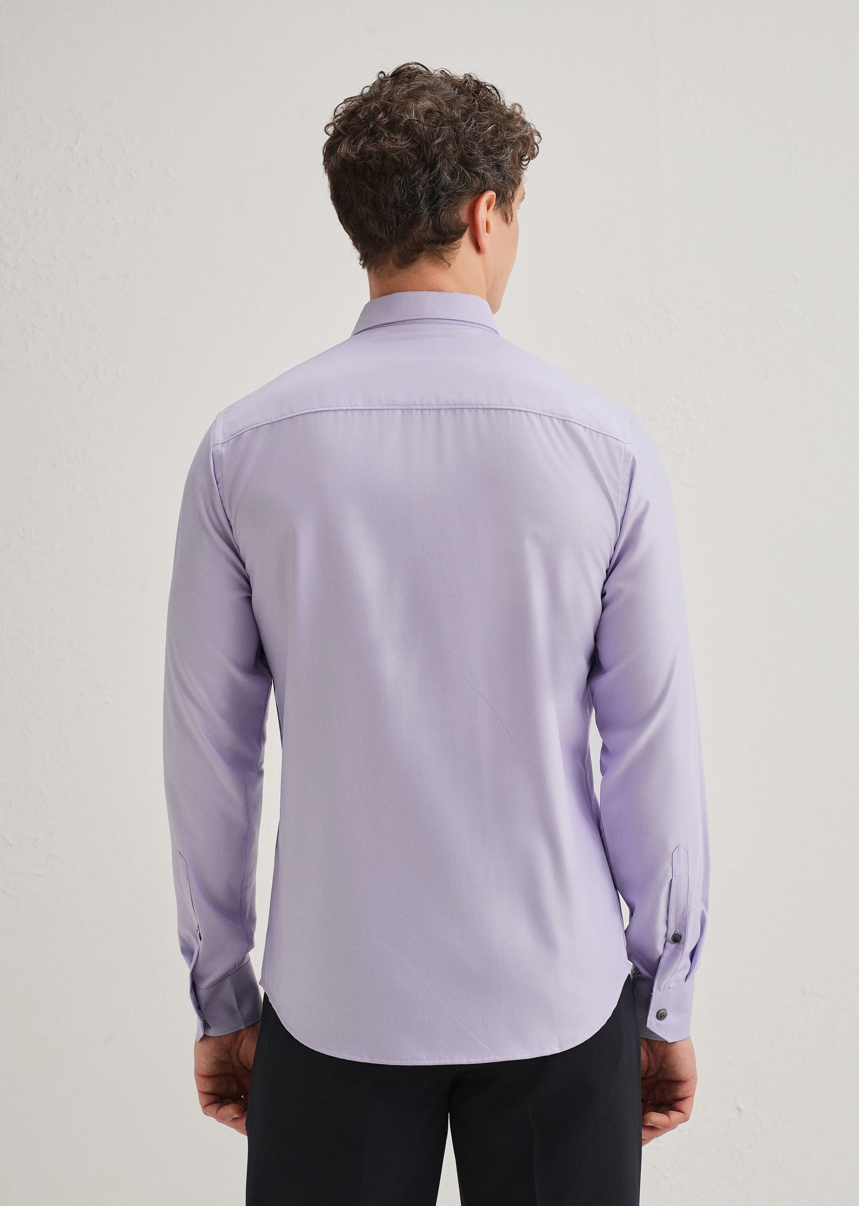 Lavender Stitchless Placket Plain Shirt