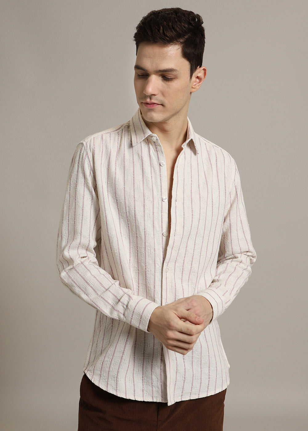 Lavender Stripe Textured Shirt