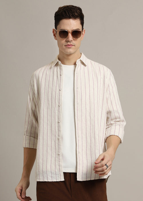 Lavender Stripe Textured Shirt