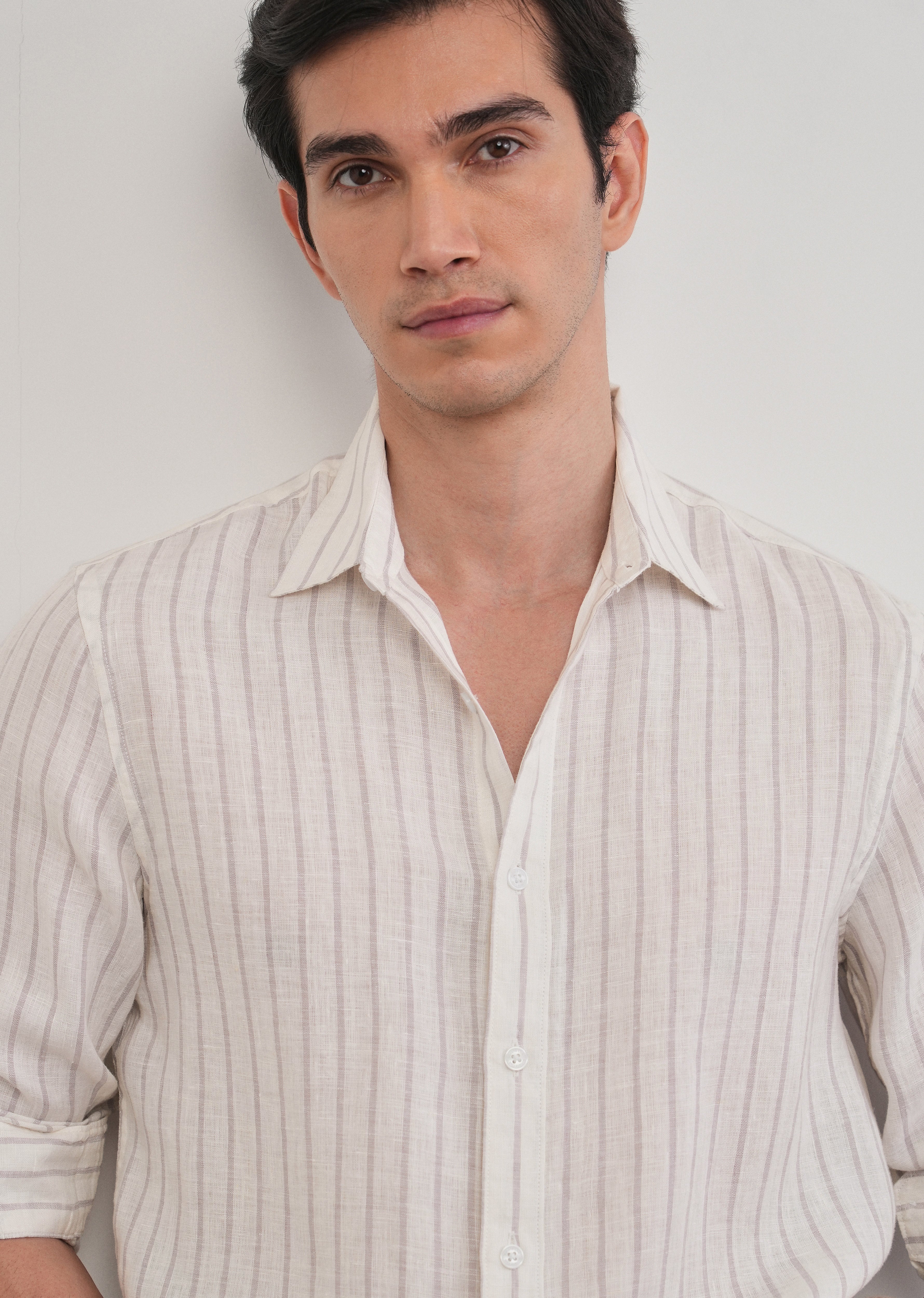 100% Linen Lavender Stripe Shirt