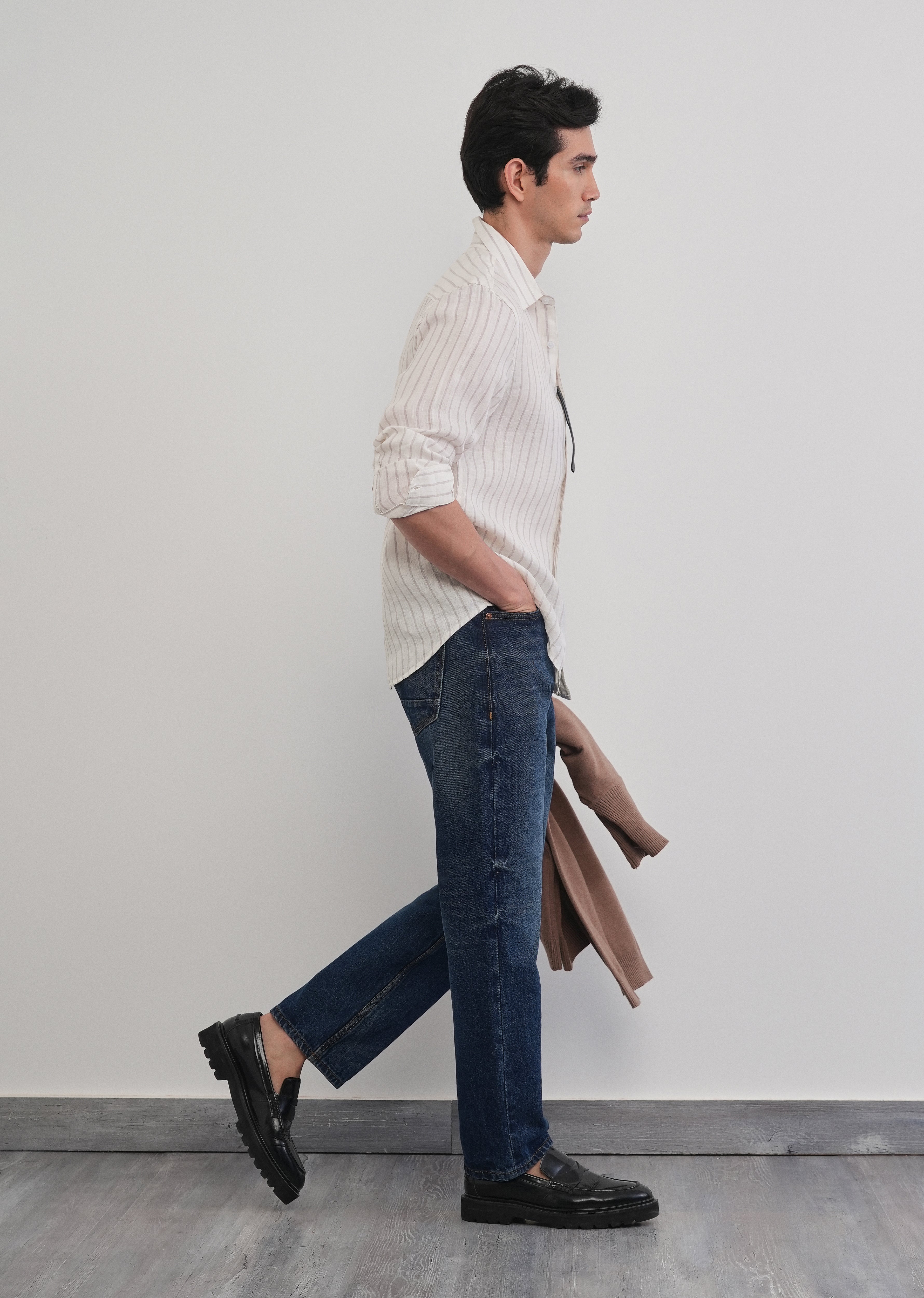 100% Linen Lavender Stripe Shirt