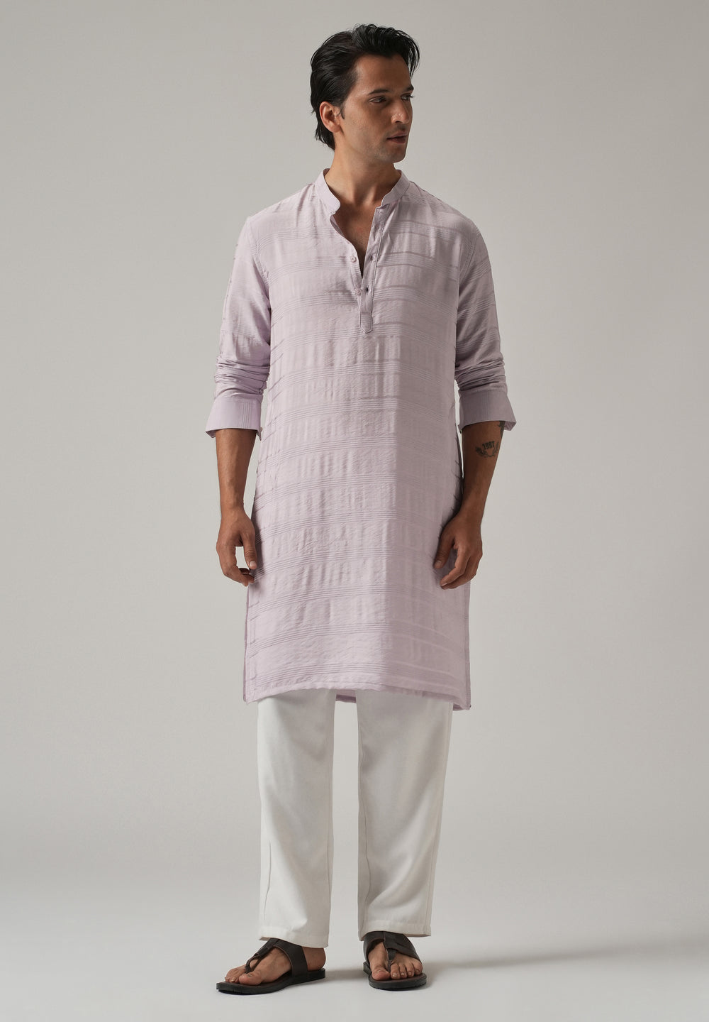 Lavender Nylon Subtle Stripe Kurta