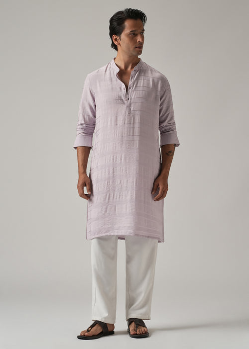 Lavender Nylon Subtle Stripe Kurta