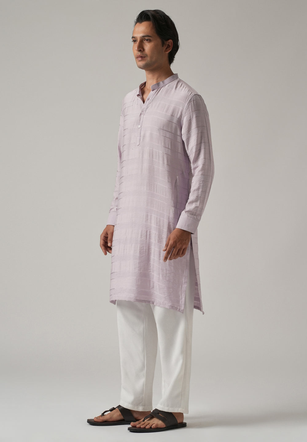 Lavender Nylon Subtle Stripe Kurta