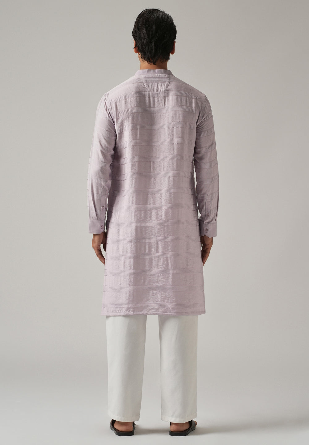 Lavender Nylon Subtle Stripe Kurta