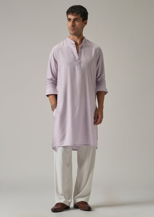 Lavender Nylon Self Stripe Kurta