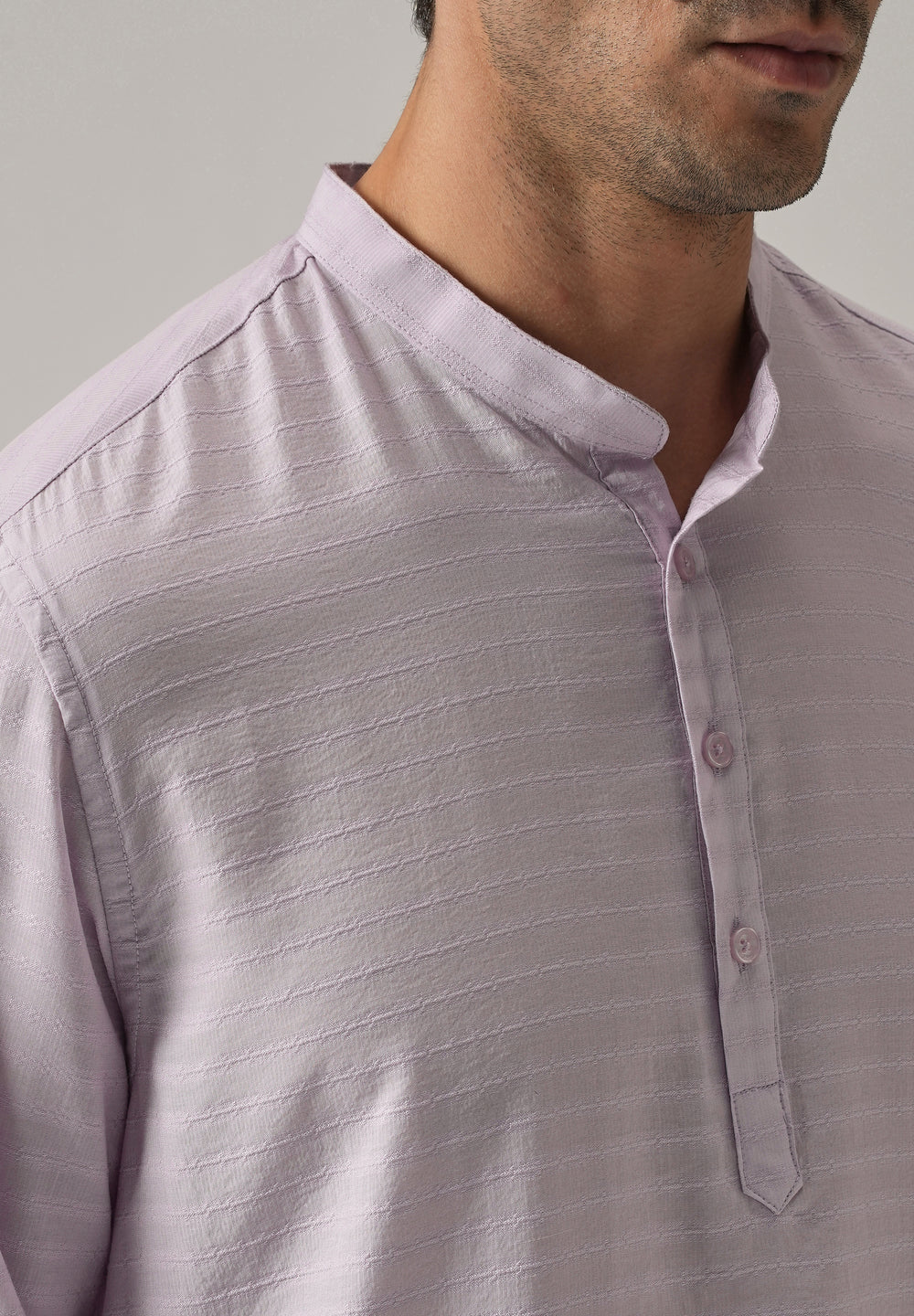 Lavender Nylon Self Stripe Kurta