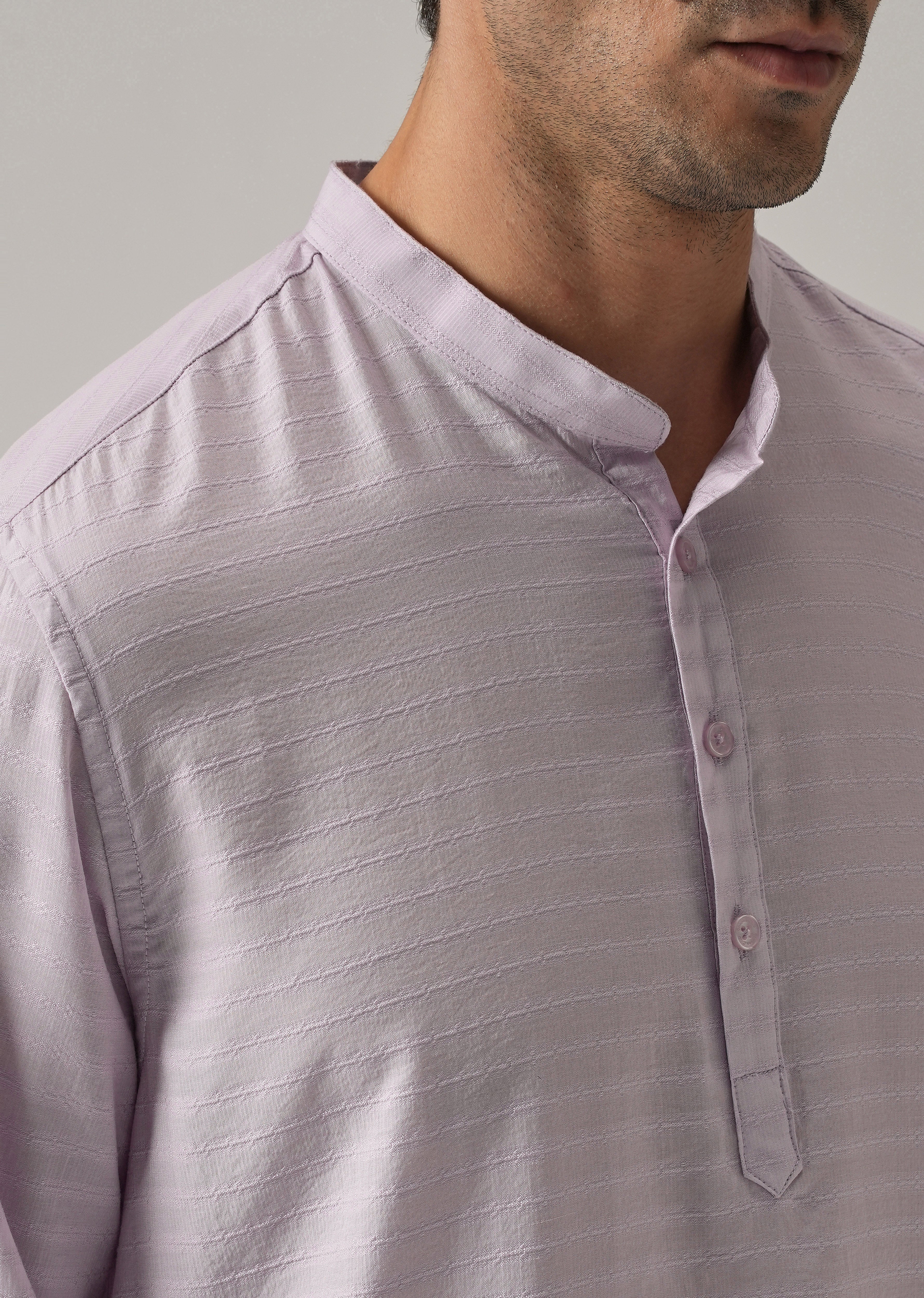 Lavender Nylon Self Stripe Kurta