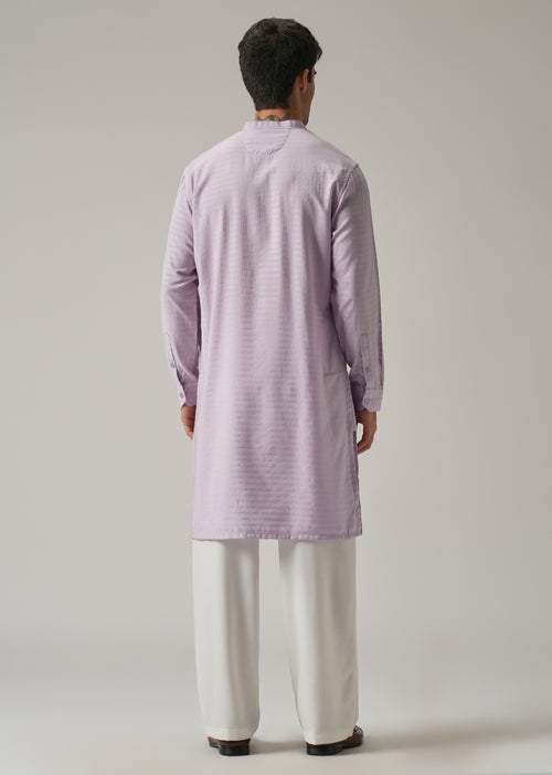 Lavender Nylon Self Stripe Kurta